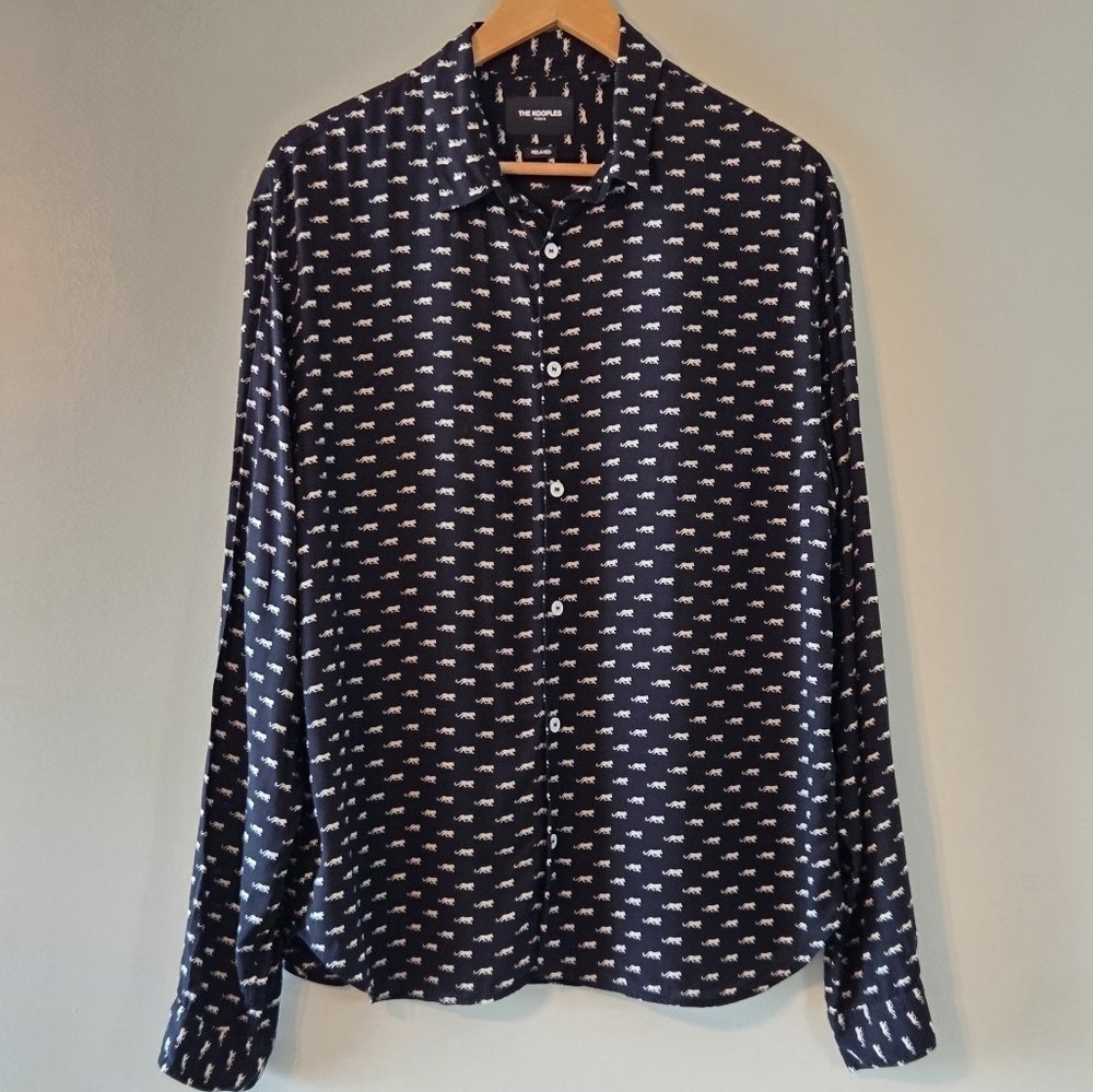The Kooples Paris Jaguar Print Boho Unisex Long Sleeve Lightweight Shirt Size XL - Picture 2 of 12